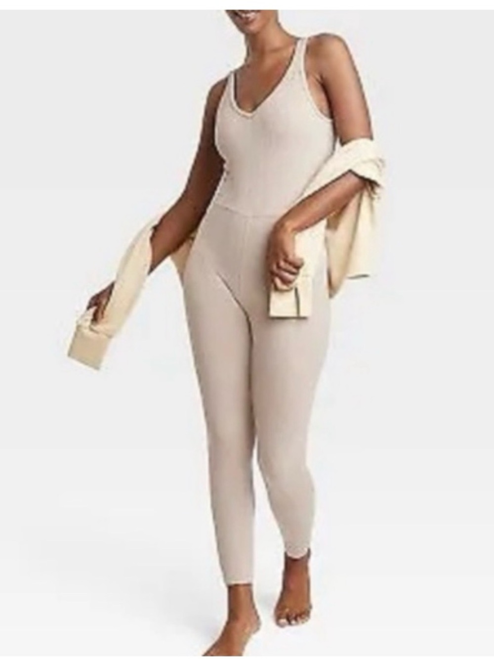 joylab seamless tan one piece bodysuit romper medium